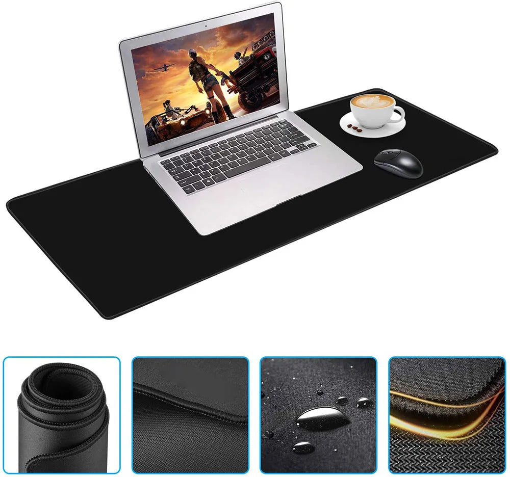 Black Mouse Pad Rug Deskpad Slipmat 90x40 Mat Computer Beat Pad Desk Protection Rubber Mouse Pad