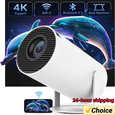 New 2024 4K Android 11 Home Cinema Outdoor portable Projetor  Dual Wifi6 200 ANSI Allwinner H713 BT5.0 1080P 1280*720P