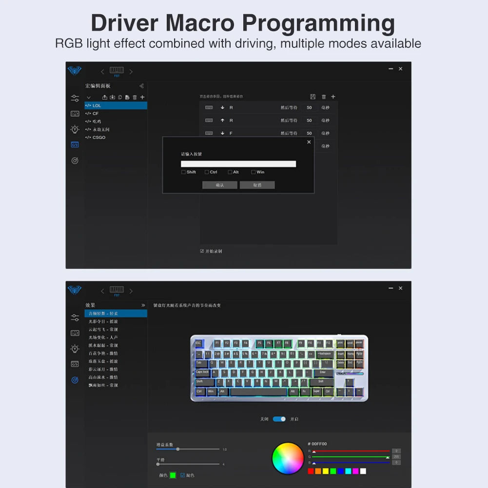 AULA F87 Mechanical Keyboard 3 Mode 2.4G/USB/Bluetooth Tri Mode Wireless Gaming Keyboard 87 Key Hotswap RGB Gasket Keyboard