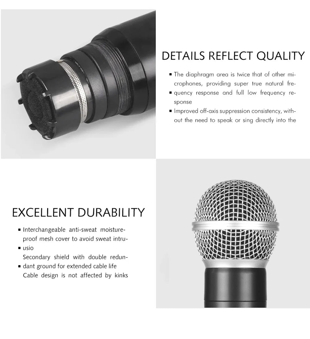 Wireless Microphone Handheld 4 Channel UHF Fixed Frequency Dynamic Microphone For Karaoke Wedding Party Band Church Performance