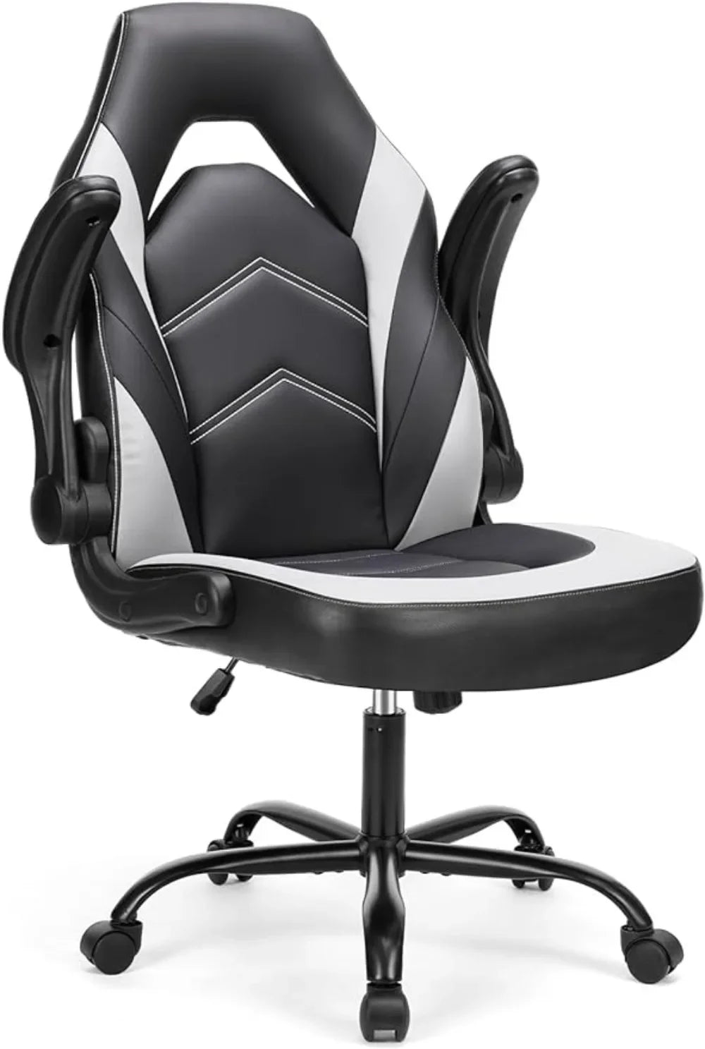 Computer Gaming Desk Chair - Ergonomic Office Executive Adjustable Swivel Task PU Leather Racing Chair with Flip-up Armrest