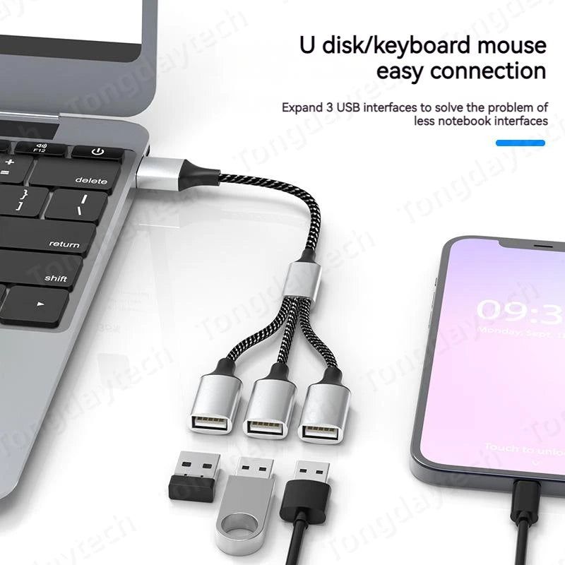 Multi USB Hub Extensions 4 Port Type C Hub USB Splitter Fast Data Transmission OTG Adapter For Computer Xiaomi Macbook Pro Air