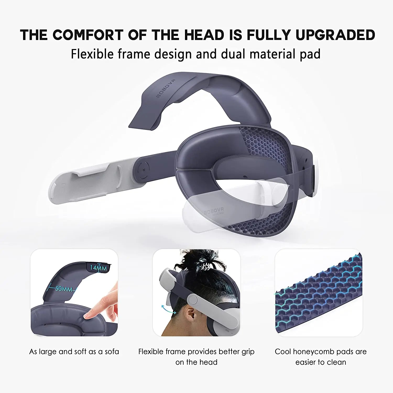 BOBOVR M1 Plus Head Strap Compatible with Quest 2 Elite Strap for Enhanced Support Lightweight with Honeycomb Anti-skid Pad