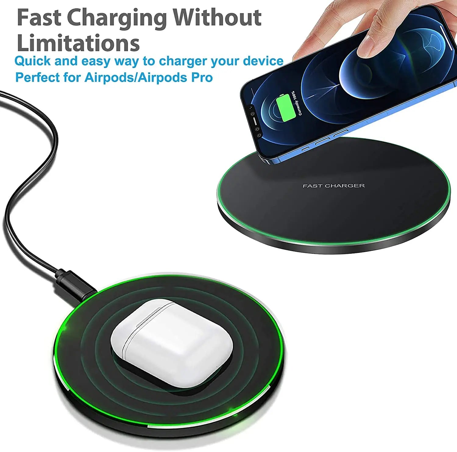 200W Wireless Charger Pad For iPhone 14 13 12 11 Pro XS Max Induction Fast Wireless Charging Station For Samsung Xiaomi Huawei