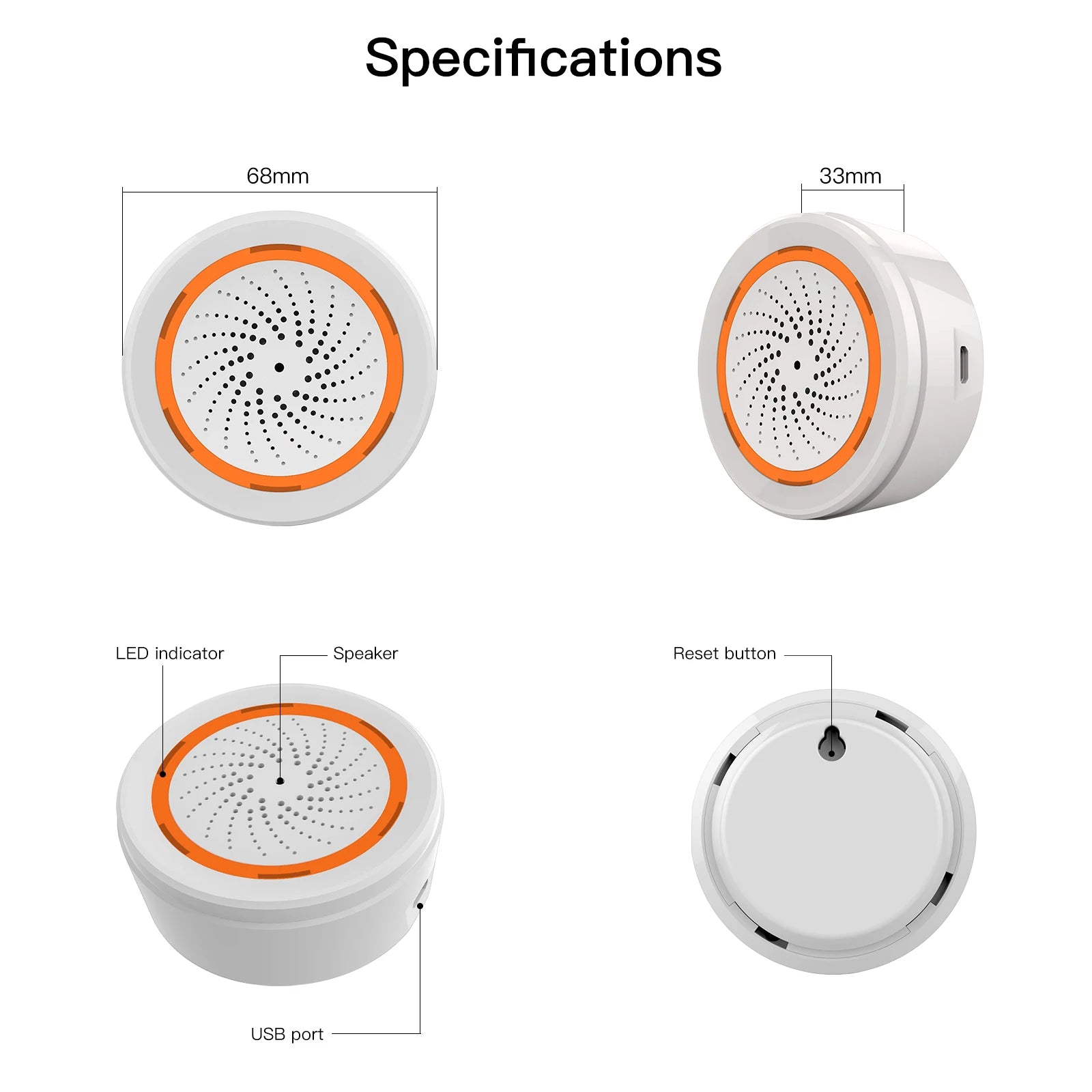 MOES Tuya ZigBee Smart Sound and Light Siren Sensor 90dB Smart Life Siren Home Security System Tuya Gateway Hub, Used With Alexa