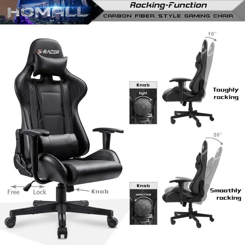 Gaming Chair, Office High Back Computer Chair Leather Desk Racing Executive Ergonomic Adjustable Swivel Task Chair