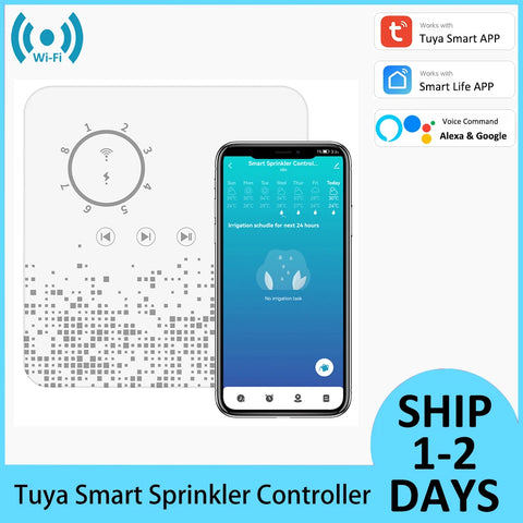 Tuya Smart Home 8 Zone WiFi Sprinkler Controller Watering Irrigation System Remote Access Weather Aware Timer Valve Alexa Google