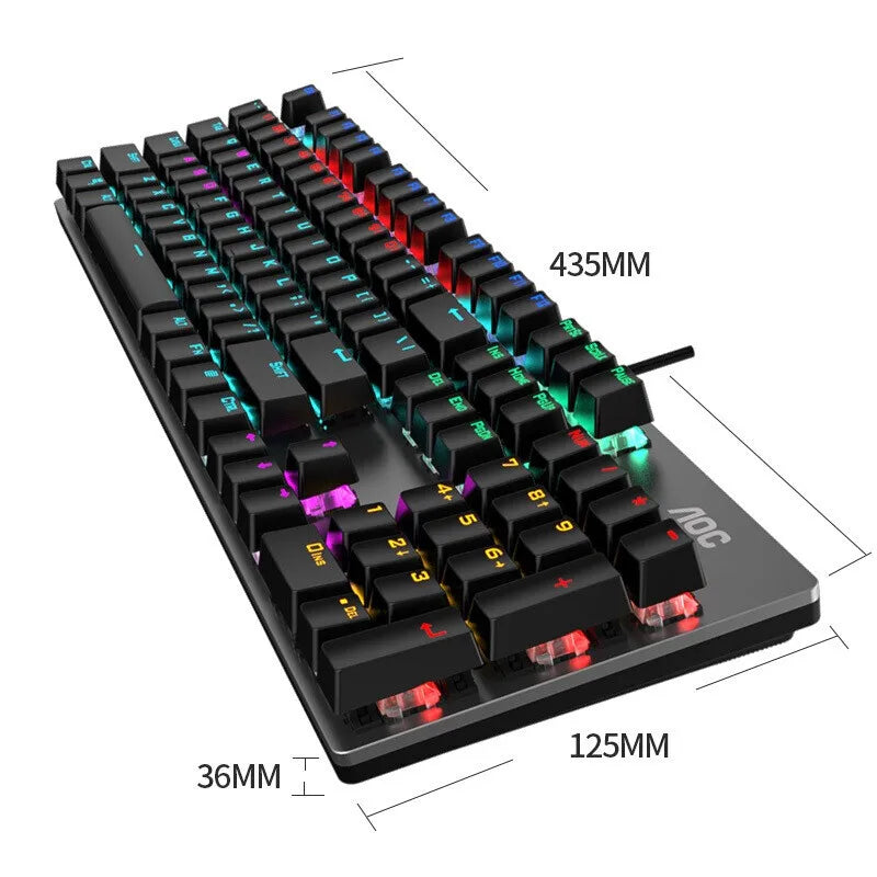 AOC Mechanical Keyboard GK410 Blue Black Tea Switch Gaming Full Key Game Experience Metal Panel 키보드 Keyboard Gaming Keyboard