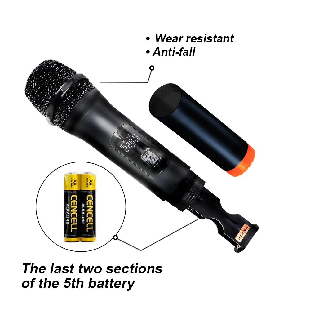 Wireless Microphone Dynamic Handheld Microphones Karaoke Microphone Mic with Rechargeable Receiver for Wedding Party Church Club