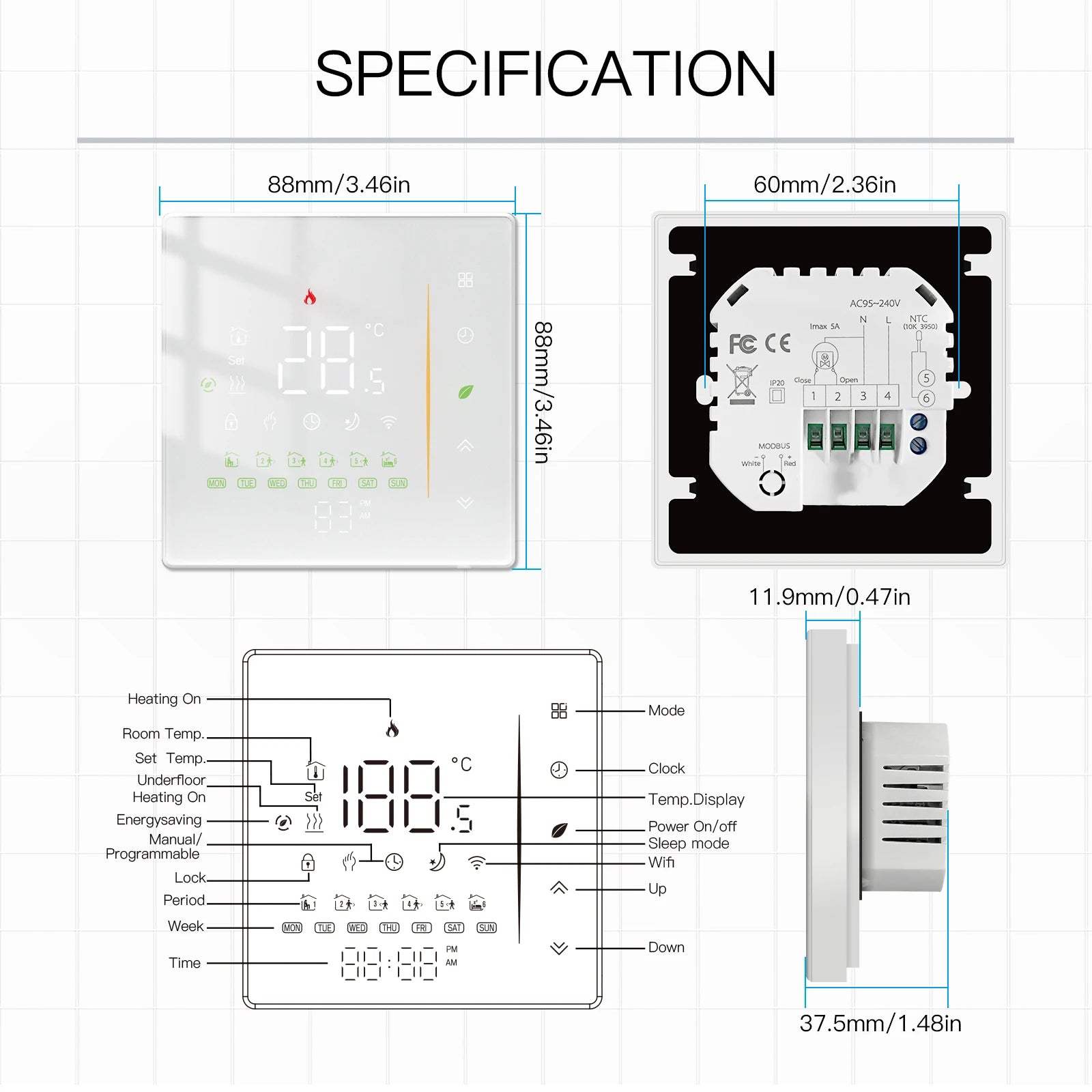 MOES WiFi Water/Electric Floor Heating Thermostat Zigbee Water Gas Boiler Temperature Control Tuya/Smart APP Alexa Google Voice