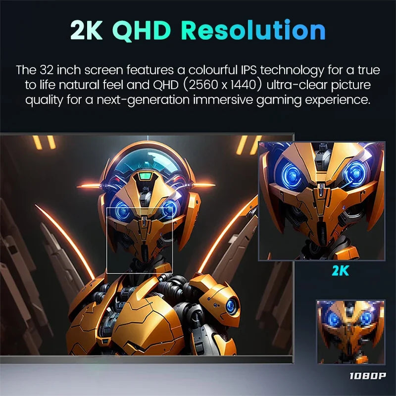 32 Inch 2K 165Hz Desktop Monitor 2560*1440 HDR 130%SRGB 1MS Freesync Game Computer Display IPS VA Curved Straight Screen HDMI/DP