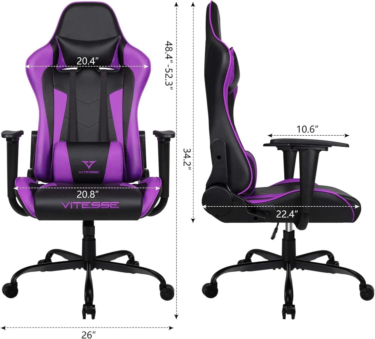 PUKAMI Gaming Chair High Back for Teens Ergonomic Racing Computer Desk with Comfortable Lumbar Support and Headrest Girl