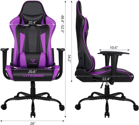 PUKAMI Gaming Chair High Back for Teens Ergonomic Racing Computer Desk with Comfortable Lumbar Support and Headrest Girl