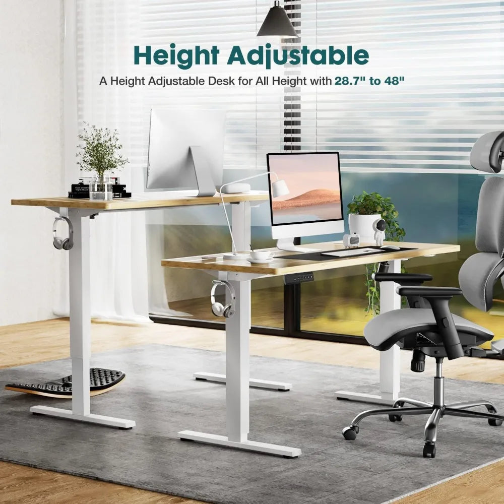 Adjustable Height Reading Desk, Electric Sit Stand Up Down Computer Table, Modern Lift Motorized Gaming Desktop