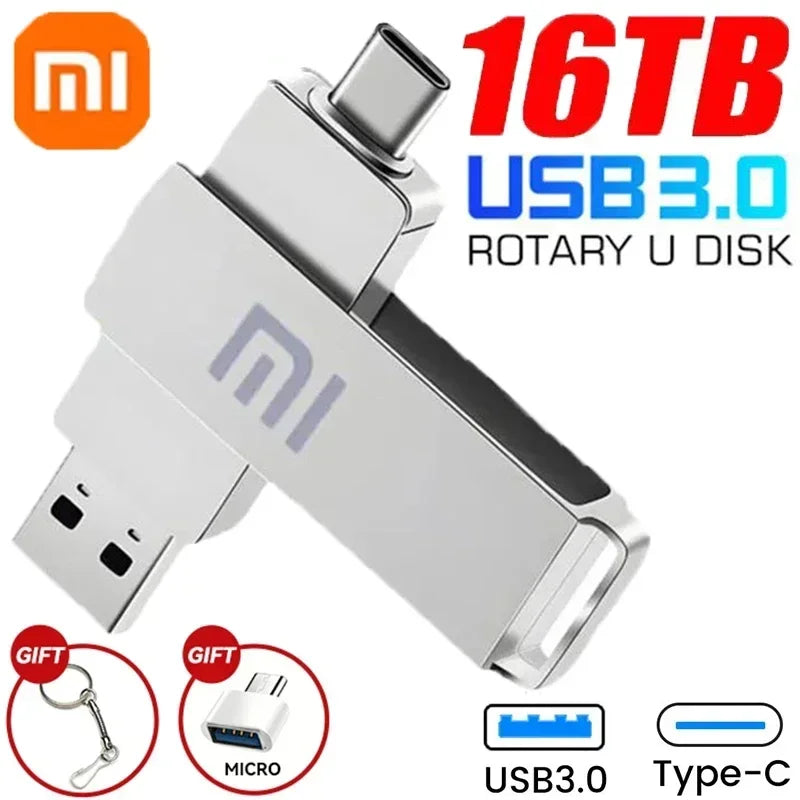 Xiaomi 16TB U Disk Mini Pen Drive USB Memory New USB Flash Drives 8TB 2TB TYPE C High Speed Usb 3.1 Waterproof Pendrive Metallic