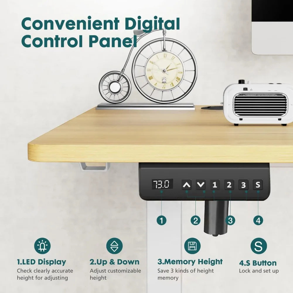 Adjustable Height Reading Desk, Electric Sit Stand Up Down Computer Table, Modern Lift Motorized Gaming Desktop