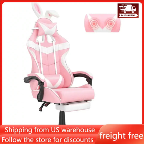 Computer Armchair Girlfriend Computer Gaming Chair Pink Gaming Chair With Footrest Sister Wife and Love (Pink) Desk Gamer Office