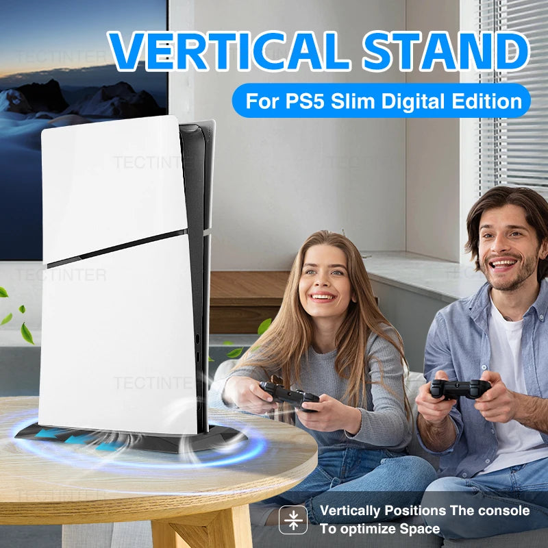 Vertical Stand Base Holder For Playstation 5 Slim Console with Built-in Cooling Vents and Non-Slip Feet For PS5 Slim Accessories