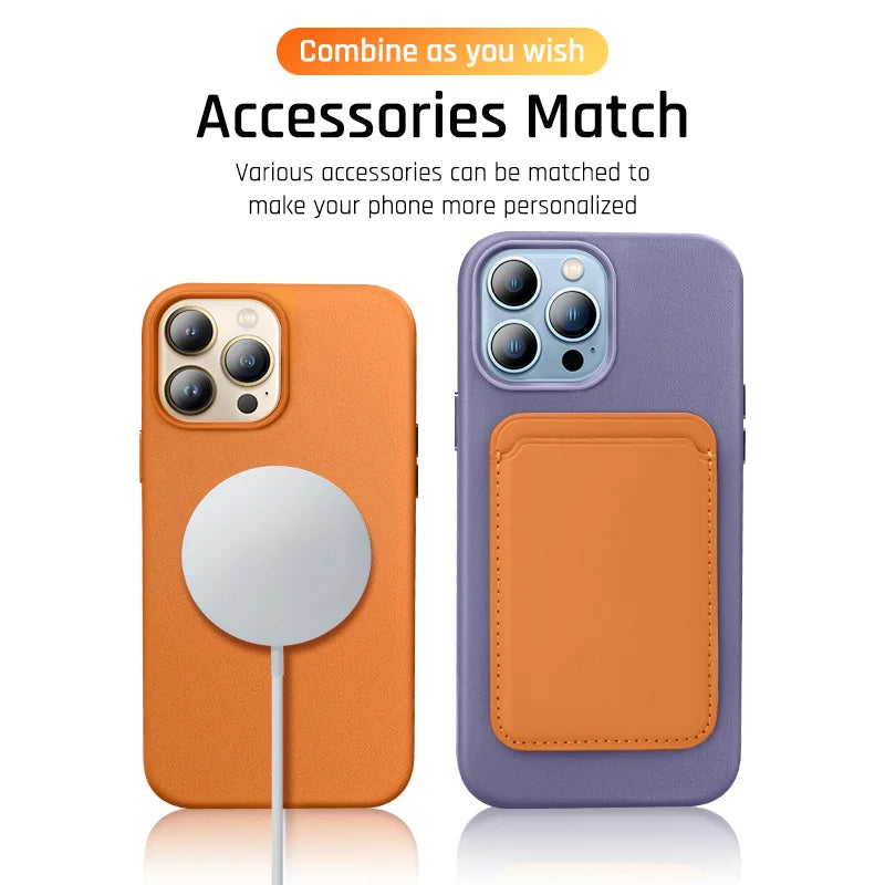 Luxury Leather For Magsafe Magnetic Case For iPhone 15 14 13 Pro Max Plus Mini Wireless Charging Cases With Animation Accessorie