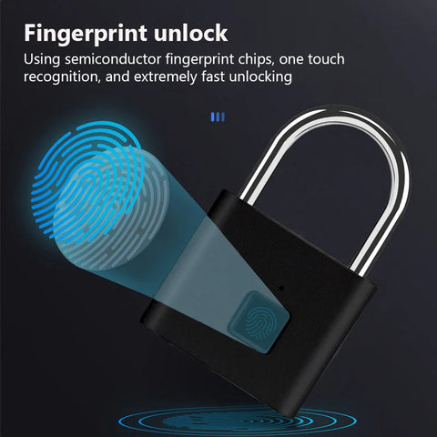 Fingerprint Lock Keyless Waterproof Anti-Theft Smart Lock Fingerprint Padlock Zinc Alloy Intelligent Safety Electronic DoorLock