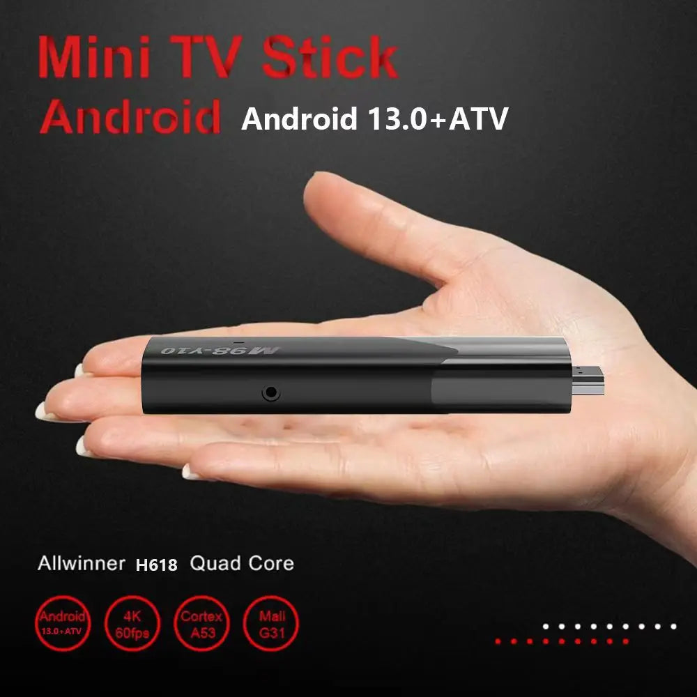 LEMFO ATV Mini TV Stick Android 13 Allwinner H618 Quad Core Cortex A53 Support 8K Video 4K Wifi6 BT5.2 Voice Remote Smart TV Box