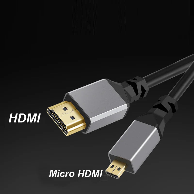 4K@60HZ 0.5-2.4M Micro mini HDMI-Compatible TO HDMI Minihdmi Microhdmi Coiled Extension Flexible Spiral Cable Male to Male Plug