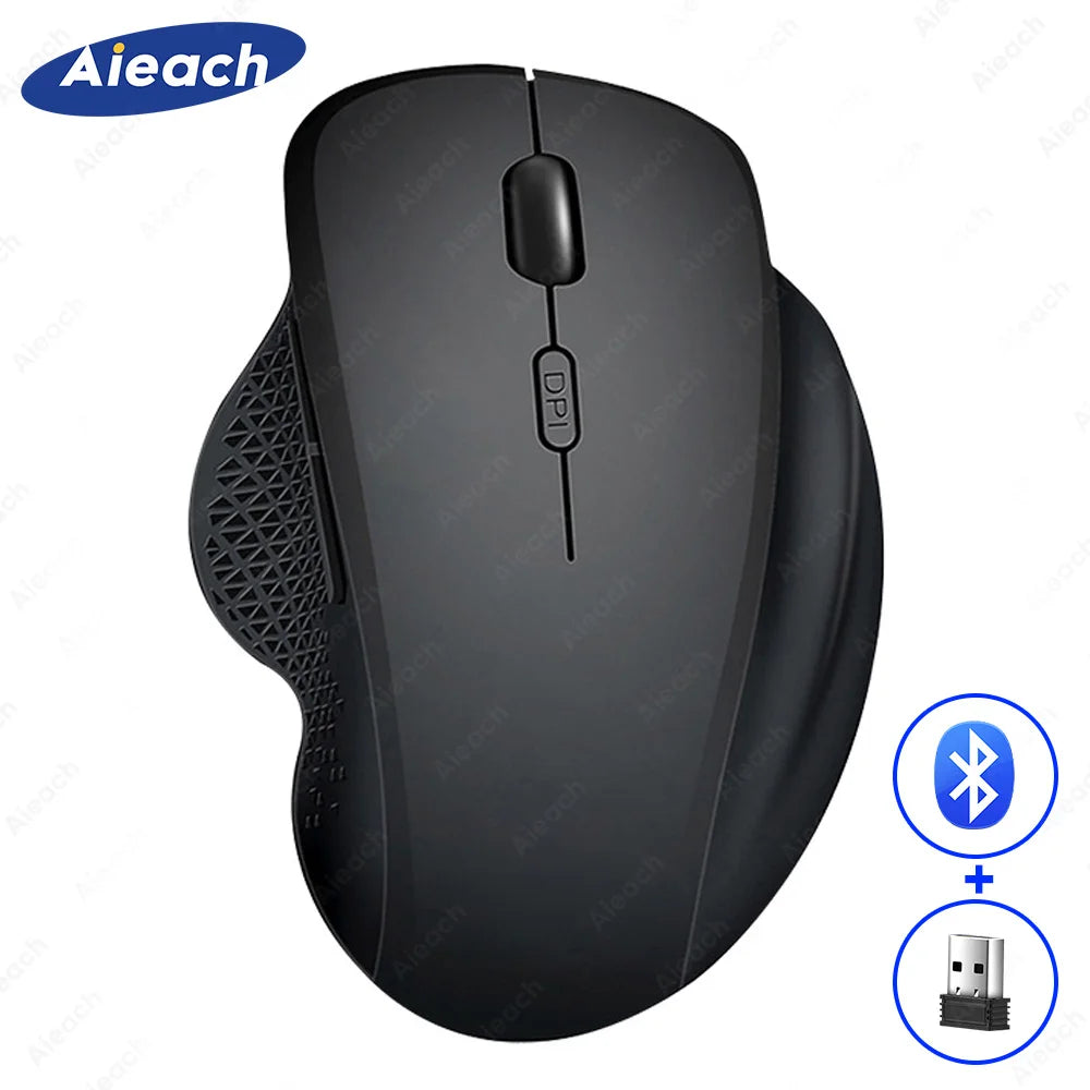 Rechargeable Ergonomic Mouse Wireless Bluetooth Mouse 2 Device Connection (Bluetooth or USB) For PC, Laptop, iPad, Mac Mice