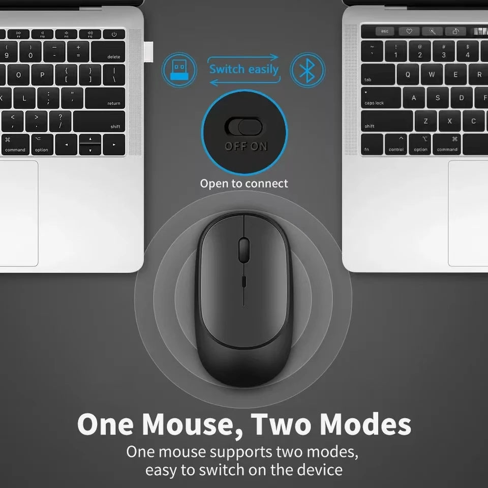 Wireless Mouse Rechargeable Mouse Gamer Dual Modes Bluetooth-compatible 2.4G USB Mute Mice For Laptop Pad Tablet Macbook Mause