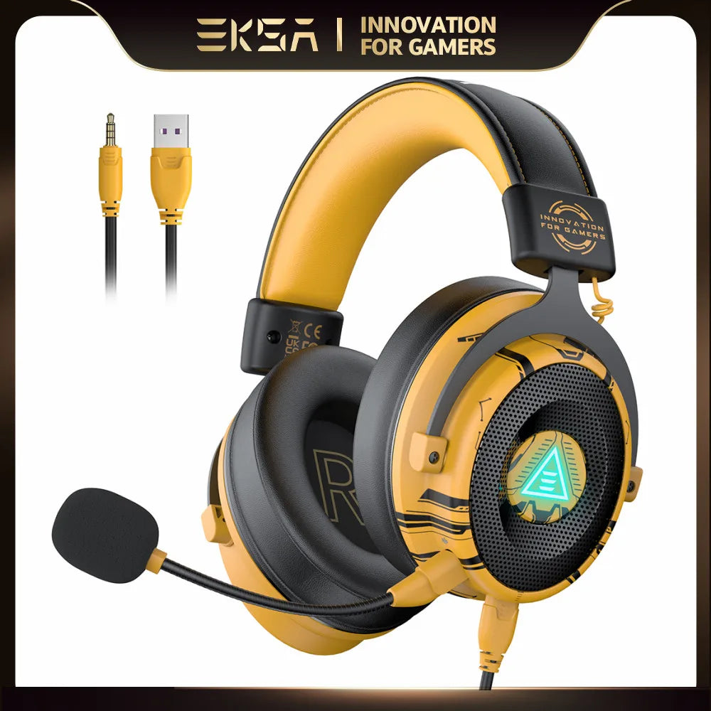 EKSA E900 Pro Upgraded Gaming Headset Gamer 7.1 Surround Wired Headphones with Noise Cancelling Microphones for PC/PS4/PS5/Xbox