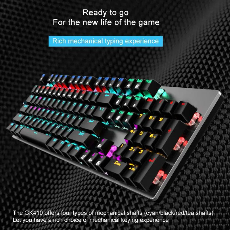 AOC Mechanical Keyboard GK410 Blue Black Tea Switch Gaming Full Key Game Experience Metal Panel 키보드 Keyboard Gaming Keyboard