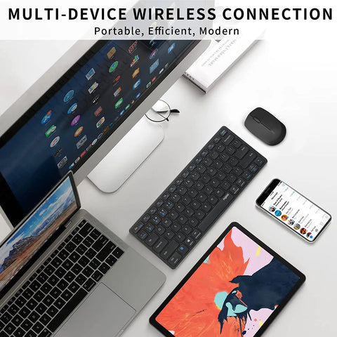 Rapoo 9050M Multi-Mode (Bluetooth 3.0/5.0 +2.4G) Rechargeable Wireless Keyboard and Mouse Set for MacOS/iOS/Android/Windows