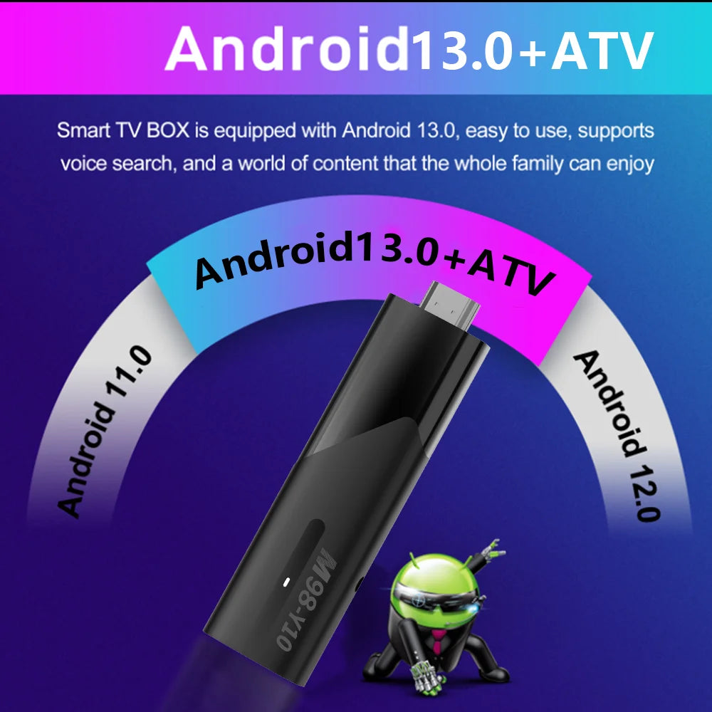 LEMFO ATV Mini TV Stick Android 13 Allwinner H618 Quad Core Cortex A53 Support 8K Video 4K Wifi6 BT5.2 Voice Remote Smart TV Box