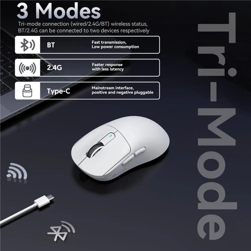 Attack Shark X3Pro Wired Mode 8KHz Bluetooth Mouse,PixArt PAW3395,Tri-Mode,Wiredless MODE 4KHz,Lightweight Macro Gaming Mouse