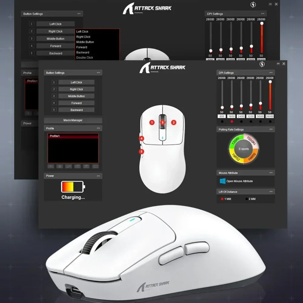 Attack Shark X3Pro Wired Mode 8KHz Bluetooth Mouse,PixArt PAW3395,Tri-Mode,Wiredless MODE 4KHz,Lightweight Macro Gaming Mouse