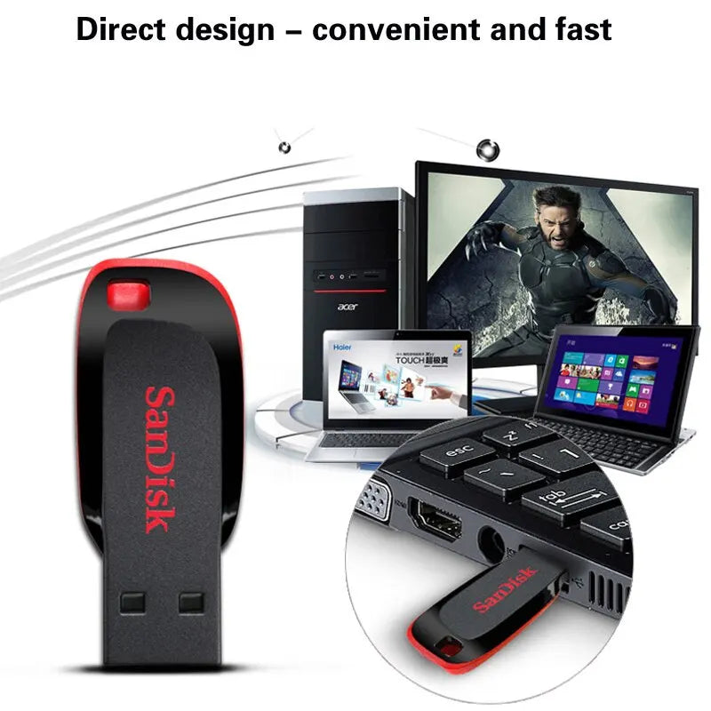 Sandisk Pendrive 128gb 64gb 32gb 16gb Mini USB Flash Drive 32 64 128 16GB Pen Drive 2.0 USB Stick Disk on Key Memory For Phone