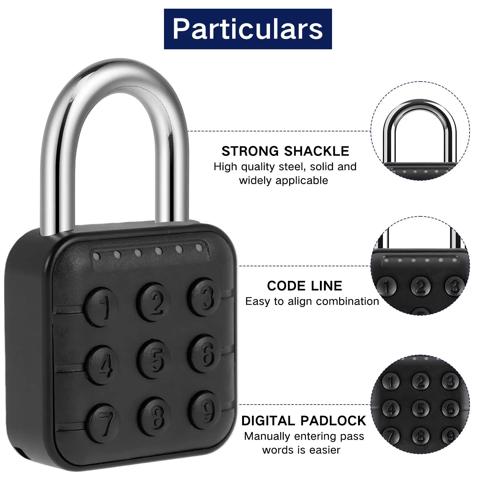 Keyless Combination Locker Lock 6 Digit Codes Padlock for Outdoor Easy Use Pad Lock with Code for Gym School Locker Fence