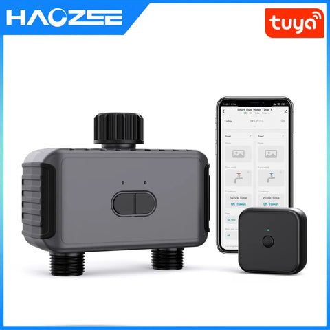 Tuya Smart Garden Watering Timers 2 Outlet Sprinkler Drip Irrigation Controller Water Valve Rain Delay Programmable Controllers