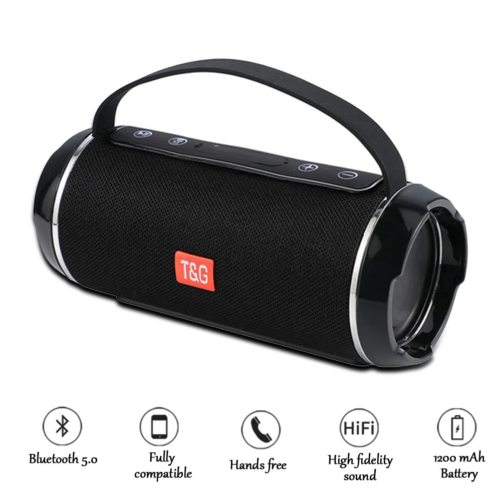 Portable TG116C Bluetooth-compatible Speaker Wireless Subwoofer Bass Outdoor Sound Column Boombox TF FM Stereo Aux Input