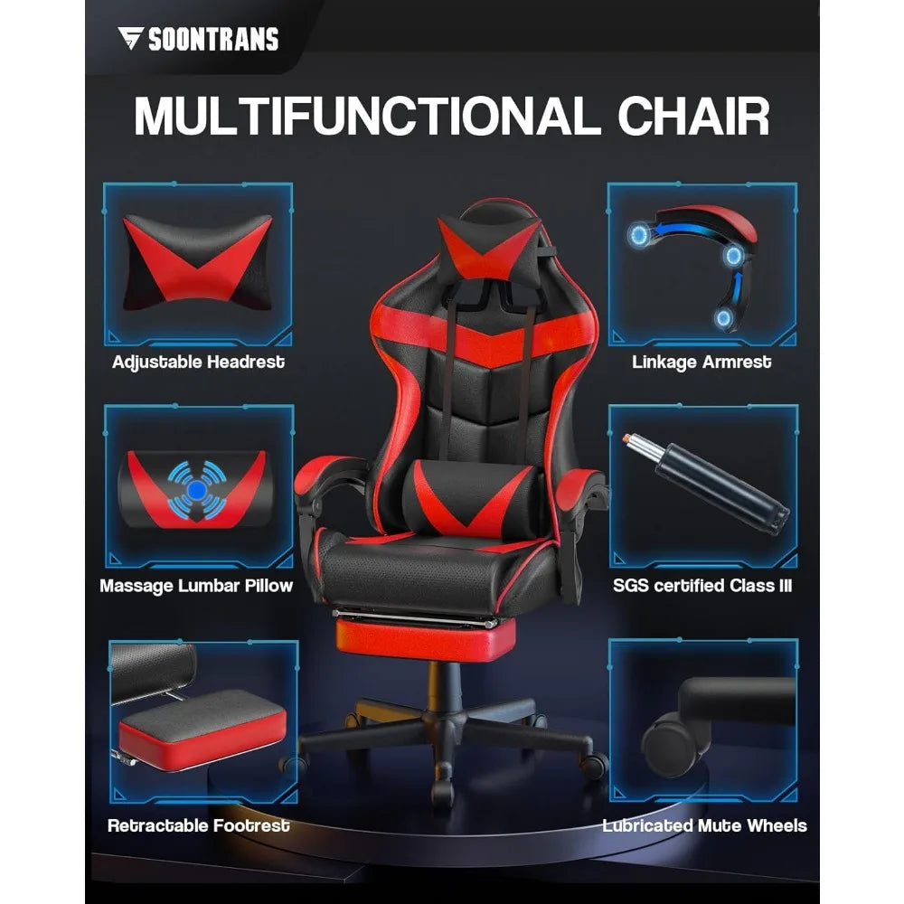 Ergonomic Game Chair With Adjustable Headrest and Lumbar Support Individual Armchair Red Gaming Chairs With Footrest Sofa Choise