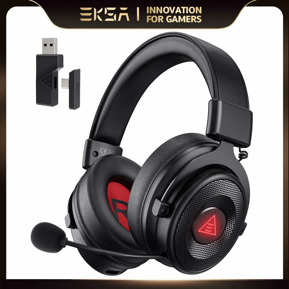 EKSA E900 BT 2.4GHz Wireless Bluetooth Headphones 7.1 USB/Type C Wired Gaming Headset Gamer with ENC Mic For PC/PS4/PS5/Xbox,50H