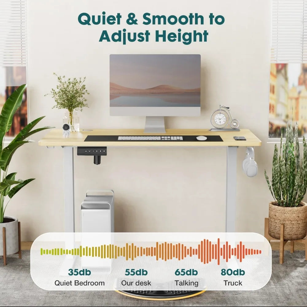 Adjustable Height Reading Desk, Electric Sit Stand Up Down Computer Table, Modern Lift Motorized Gaming Desktop