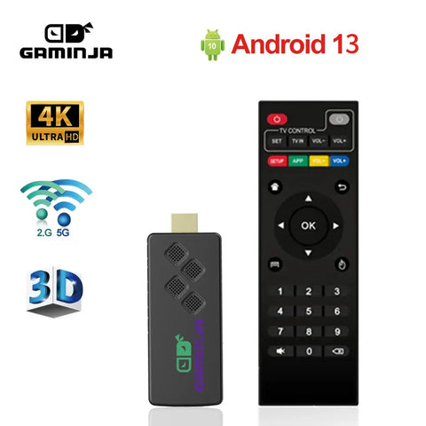 GAMINJA Q2 TV Stick Android 13.0 Quad Core Cortex A53 2GB 16GB Support 4K H.265 2.4G&5G WiFi Streaming Smart TV Set-Top Box