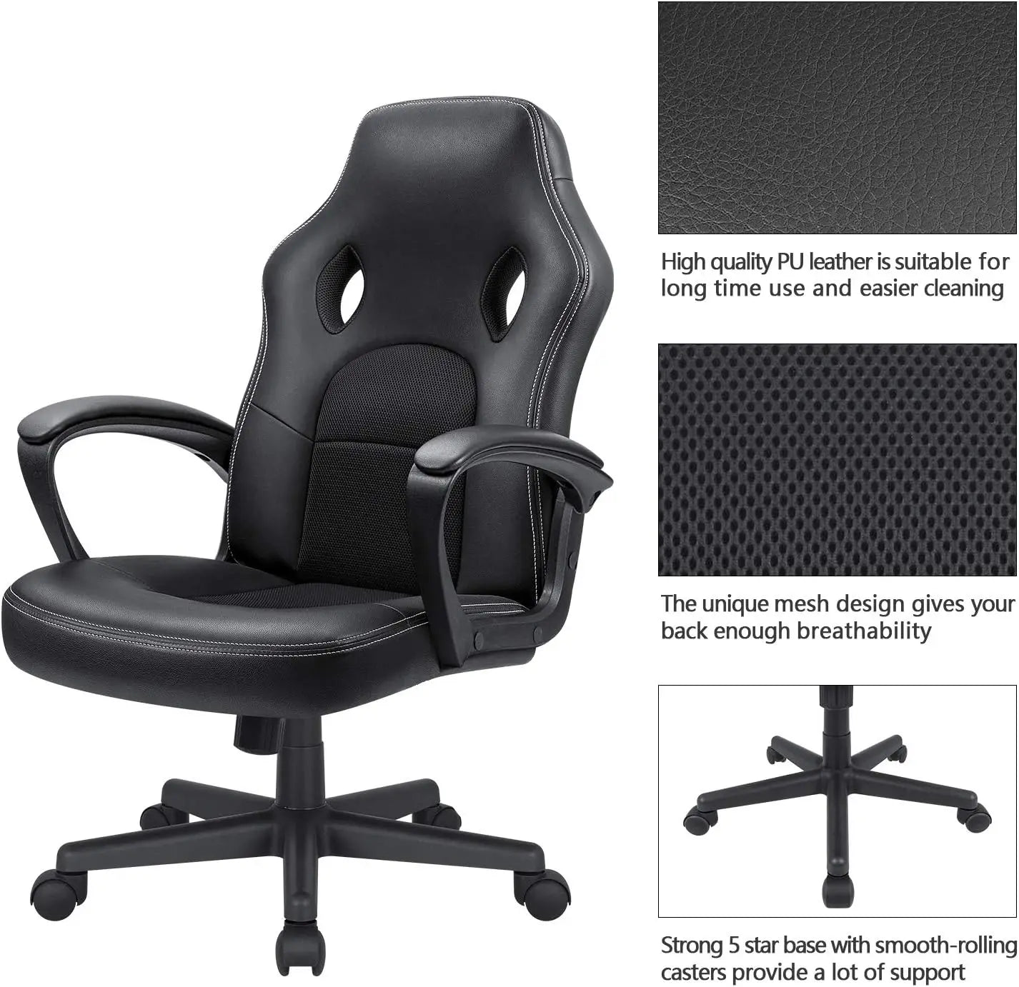 Office Gaming Chair High Back Leather Computer Chairs Ergonomic Height Adjustable Racing Game Desk Chair Executive Confe