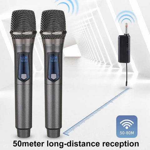 Wireless Microphone 2 Channels UHF Professional Handheld Mic Micphone For Party Karaoke Professional Church Show Meeting