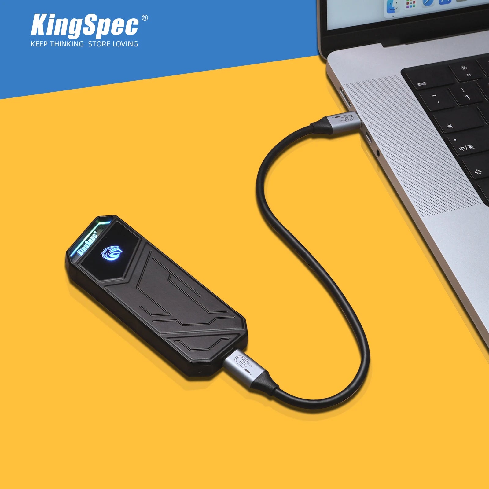 KingSpec Portable SSD Drive 2TB 1TB 512GB Usb 3.2 20gbps External Hard Disk Hdd Drives for Laptop Phone PS5 with Type C USB 3.2