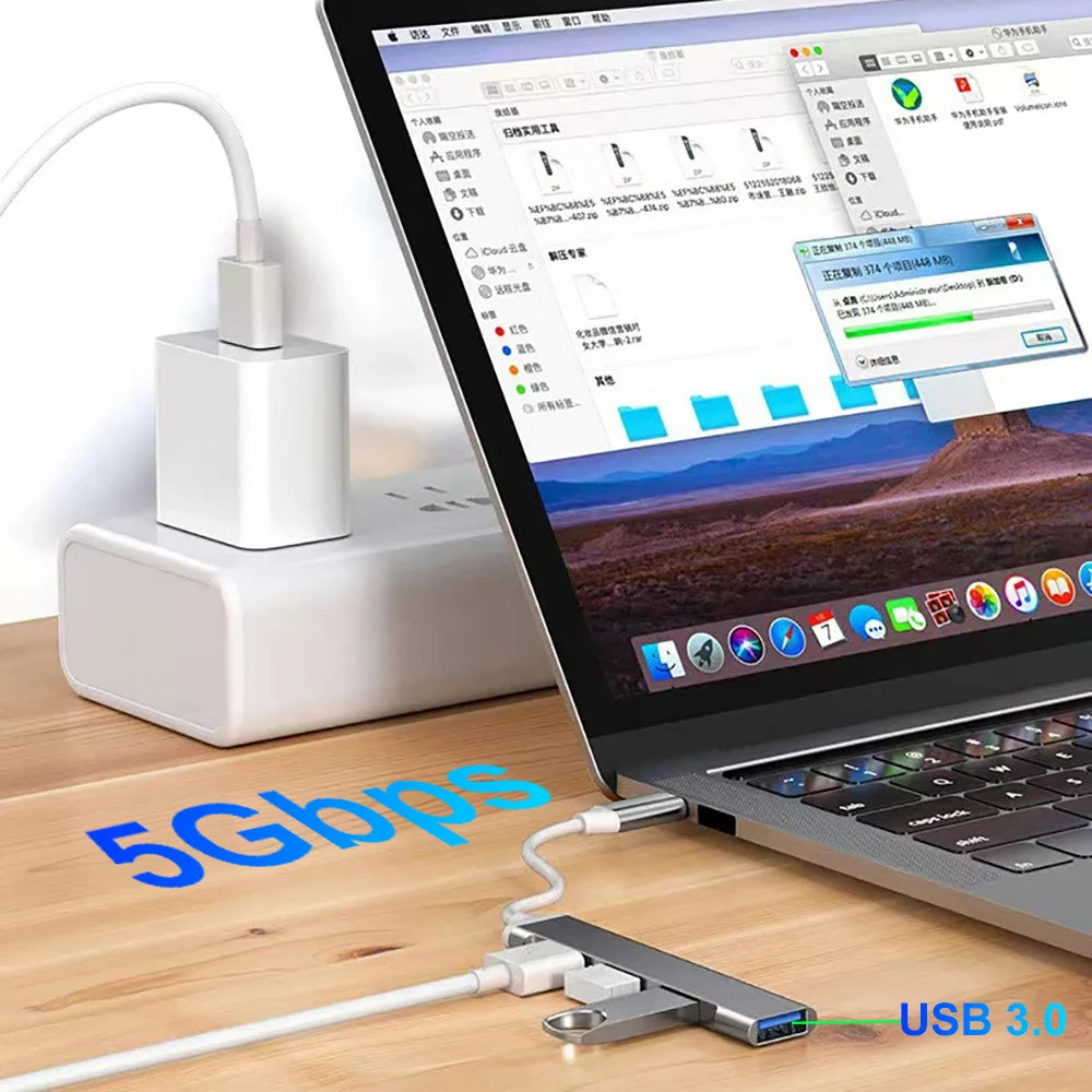 5-IN-2 USB C HUB Type C to USB 3.0 HUB PD 65W Multi USB Splitter Adapter OTG For Lenovo Macbook Pro Computer Accessories