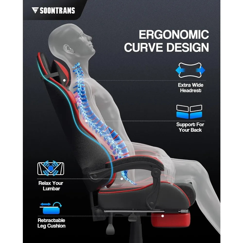 Ergonomic Game Chair With Adjustable Headrest and Lumbar Support Individual Armchair Red Gaming Chairs With Footrest Sofa Choise