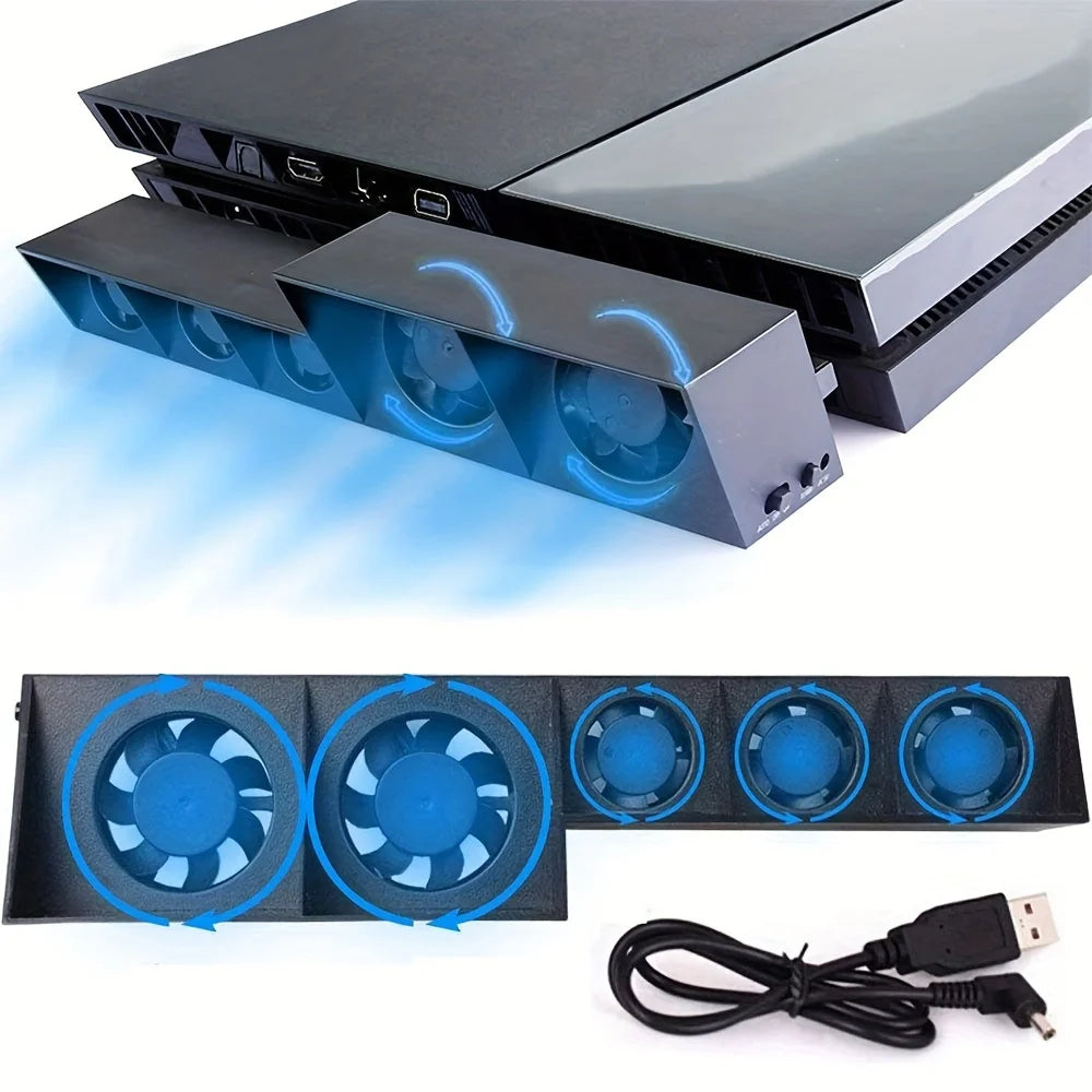 Cooling Fans Cooler USB External Cooler 5 Fan With Automatic Temperature Sensor for PS4/PS4 Pro/PS4 Slim Gaming Console