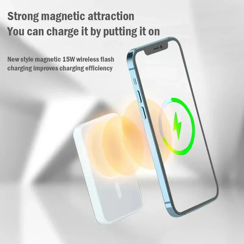 Magnetic Powerbank iPhone External Battery Portable Wireless Charger Macsafe Power Bank For iphone 12 13 14 15 Auxiliary Battery