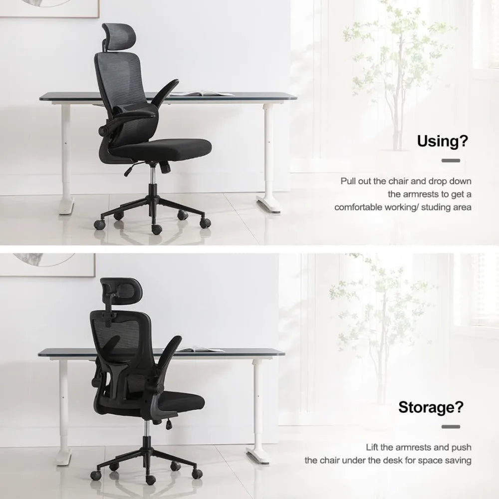 Office Chair Height-Adjustable Ergonomic Desk Chair with Lumbar Support, Breathable Mesh Computer Chair High Back Swivel Task